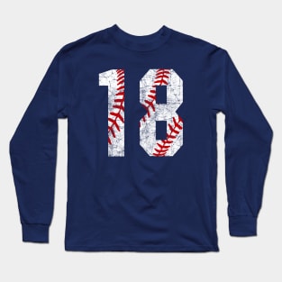 Vintage #18 Baseball Laces Baseball Mom Jersey Love Baseball T-shirt Long Sleeve T-Shirt